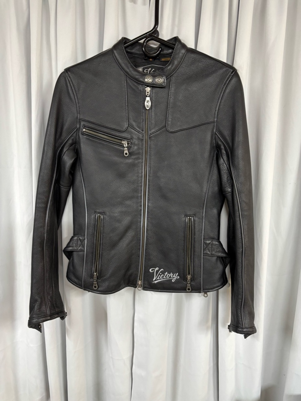 Leather victory, motorcycle women’s jacket size small black